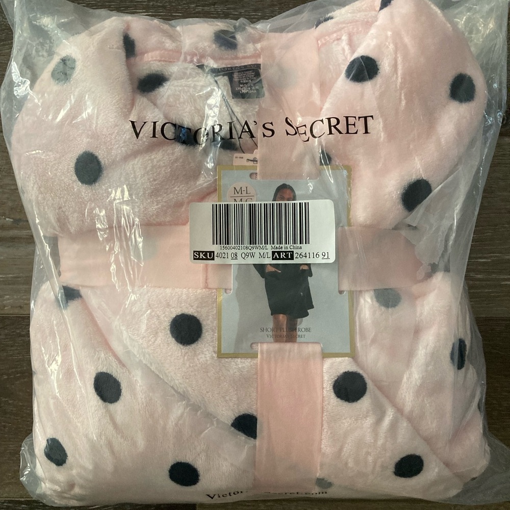 Victoria's Secret Pink and Black Polka Dot Robe